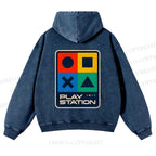 Casual Play Station Printed Washed Hoodie