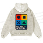 Casual Play Station Printed Washed Hoodie