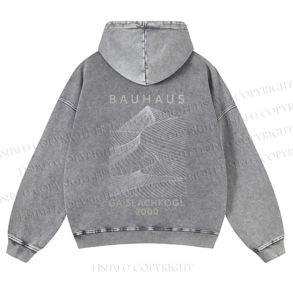 Casual Artistic Geometric Lines Printed Washed Hoodie