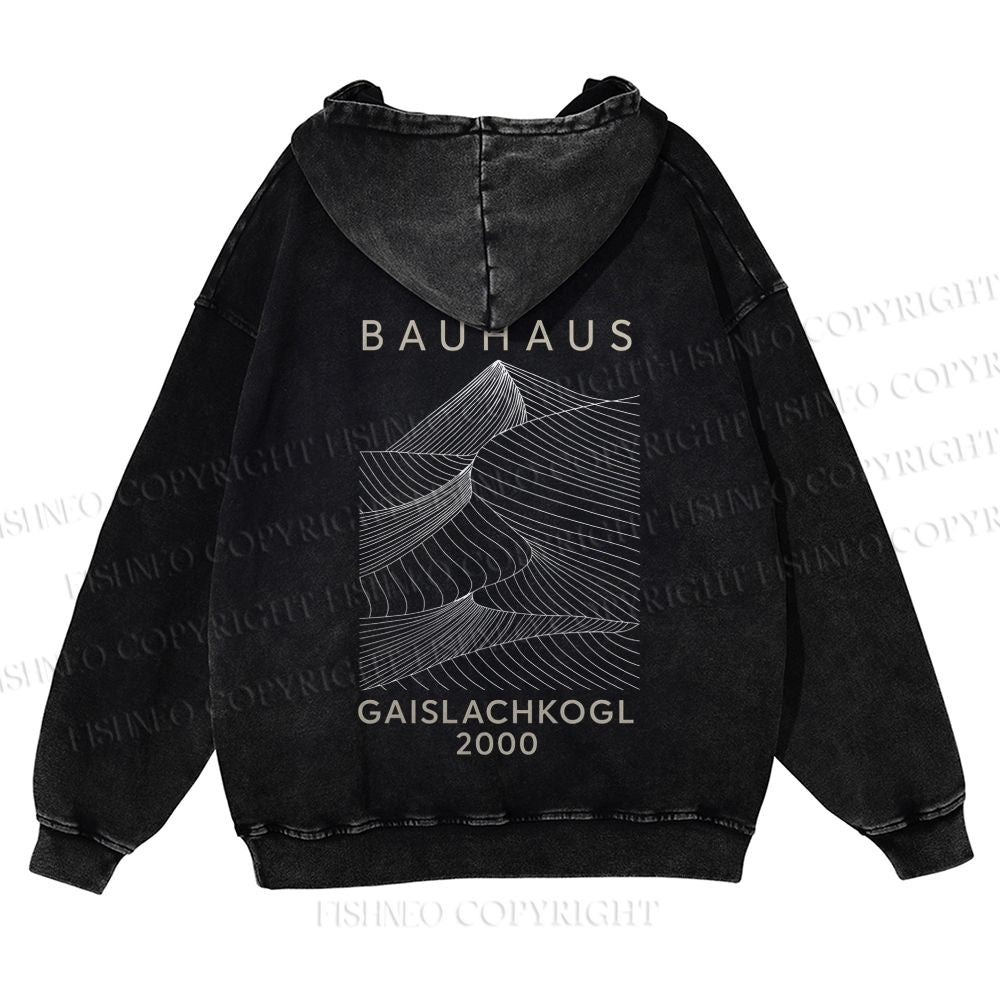 Casual Artistic Geometric Lines Printed Washed Hoodie
