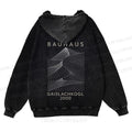 Casual Artistic Geometric Lines Printed Washed Hoodie