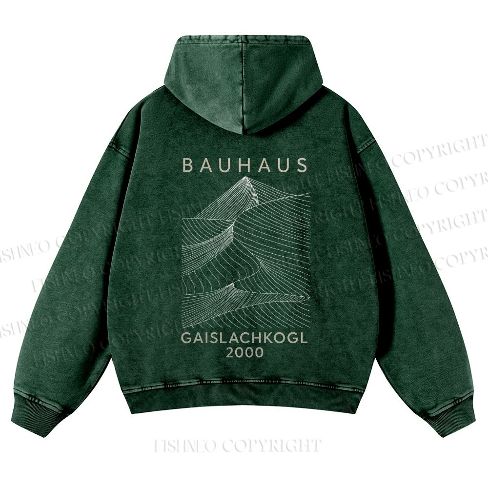 Casual Artistic Geometric Lines Printed Washed Hoodie