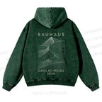 Casual Artistic Geometric Lines Printed Washed Hoodie