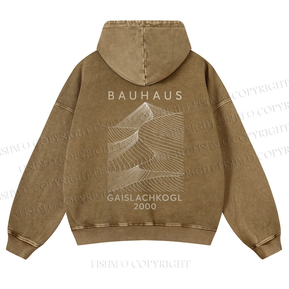 Casual Artistic Geometric Lines Printed Washed Hoodie