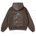 Casual Artistic Geometric Lines Printed Washed Hoodie