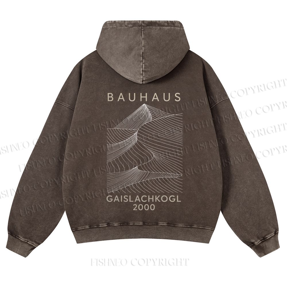 Casual Artistic Geometric Lines Printed Washed Hoodie