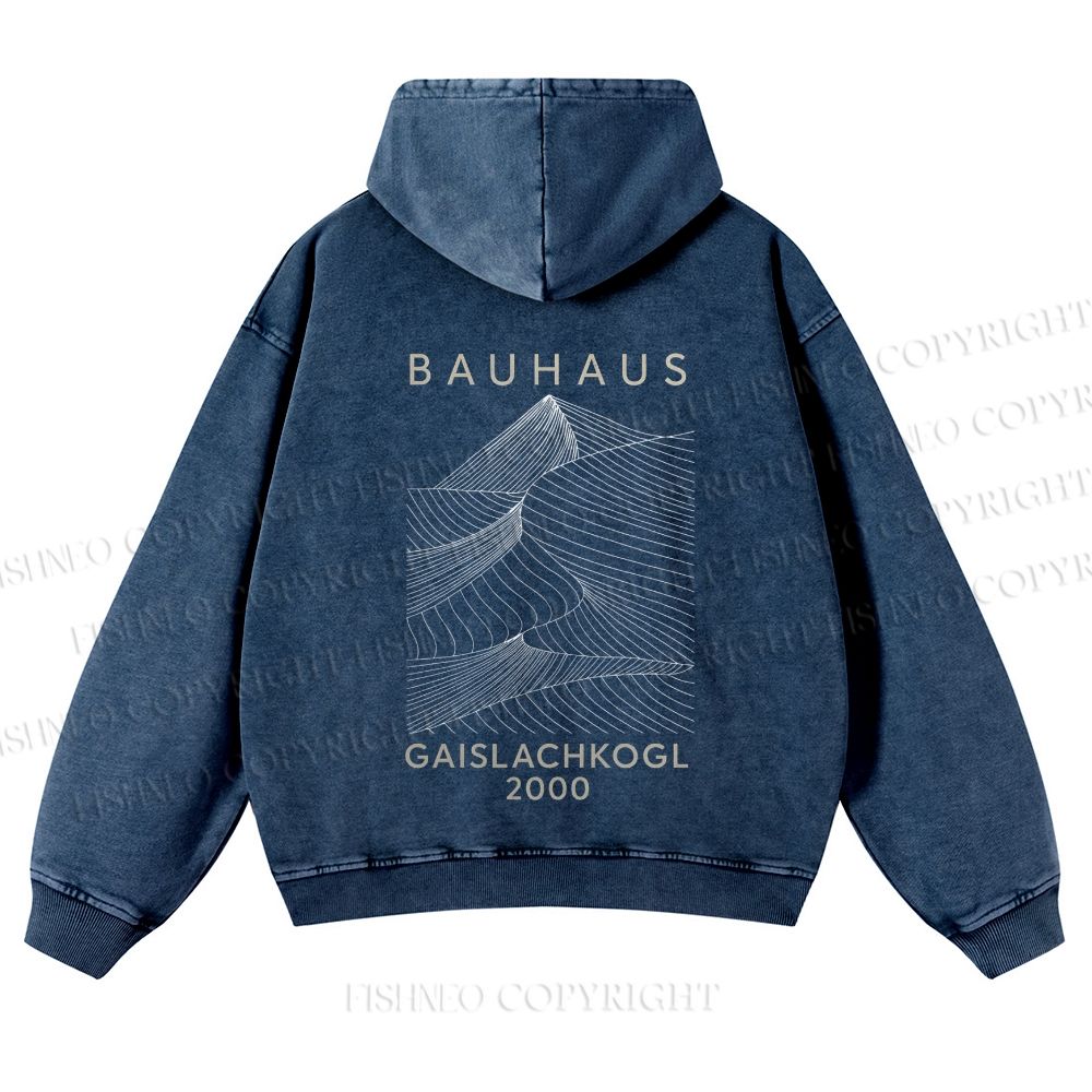 Casual Artistic Geometric Lines Printed Washed Hoodie