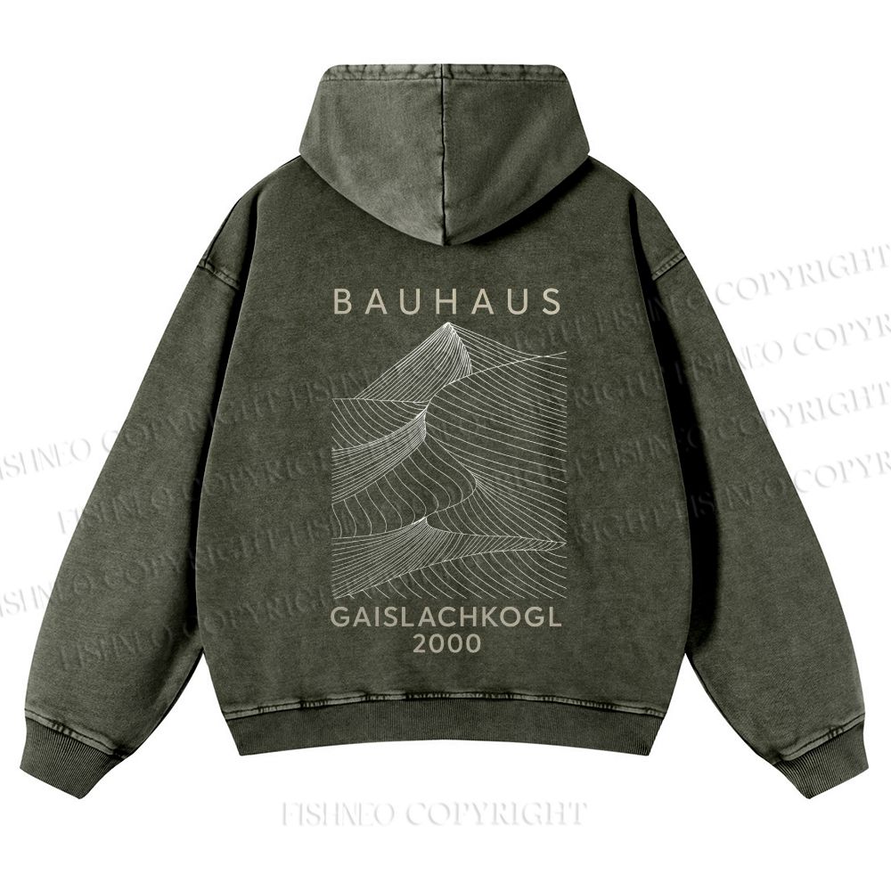 Casual Artistic Geometric Lines Printed Washed Hoodie