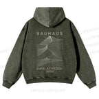 Casual Artistic Geometric Lines Printed Washed Hoodie