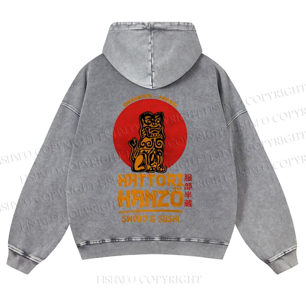 Casual Hattori Hanzo Printed Washed Hoodie