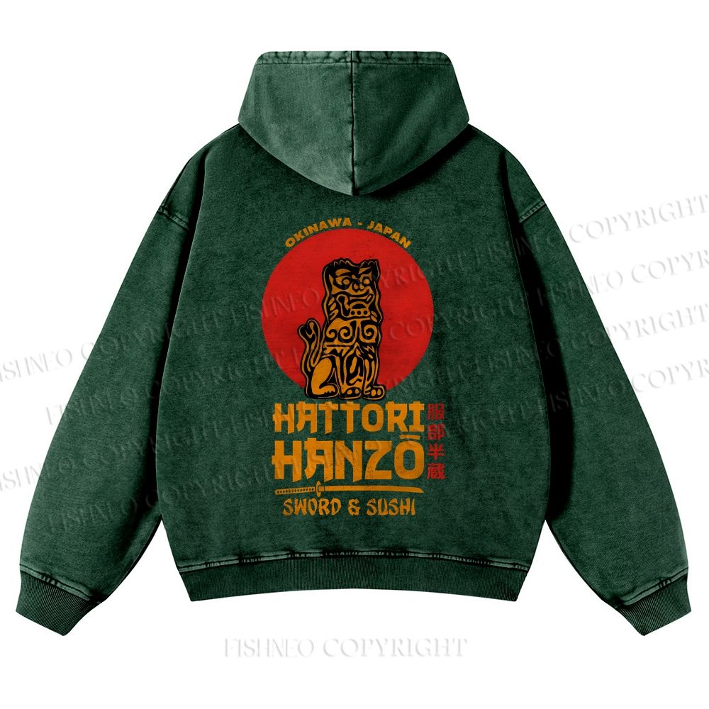 Casual Hattori Hanzo Printed Washed Hoodie