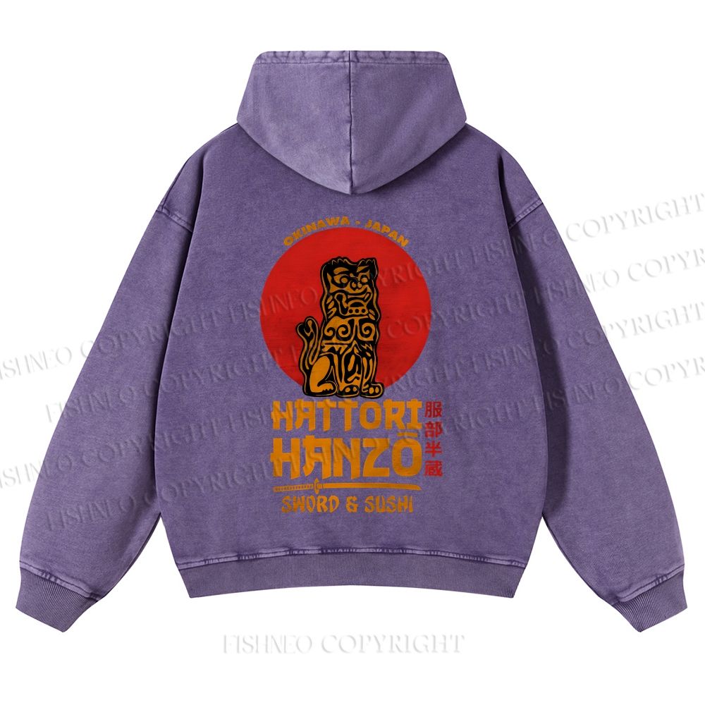 Casual Hattori Hanzo Printed Washed Hoodie