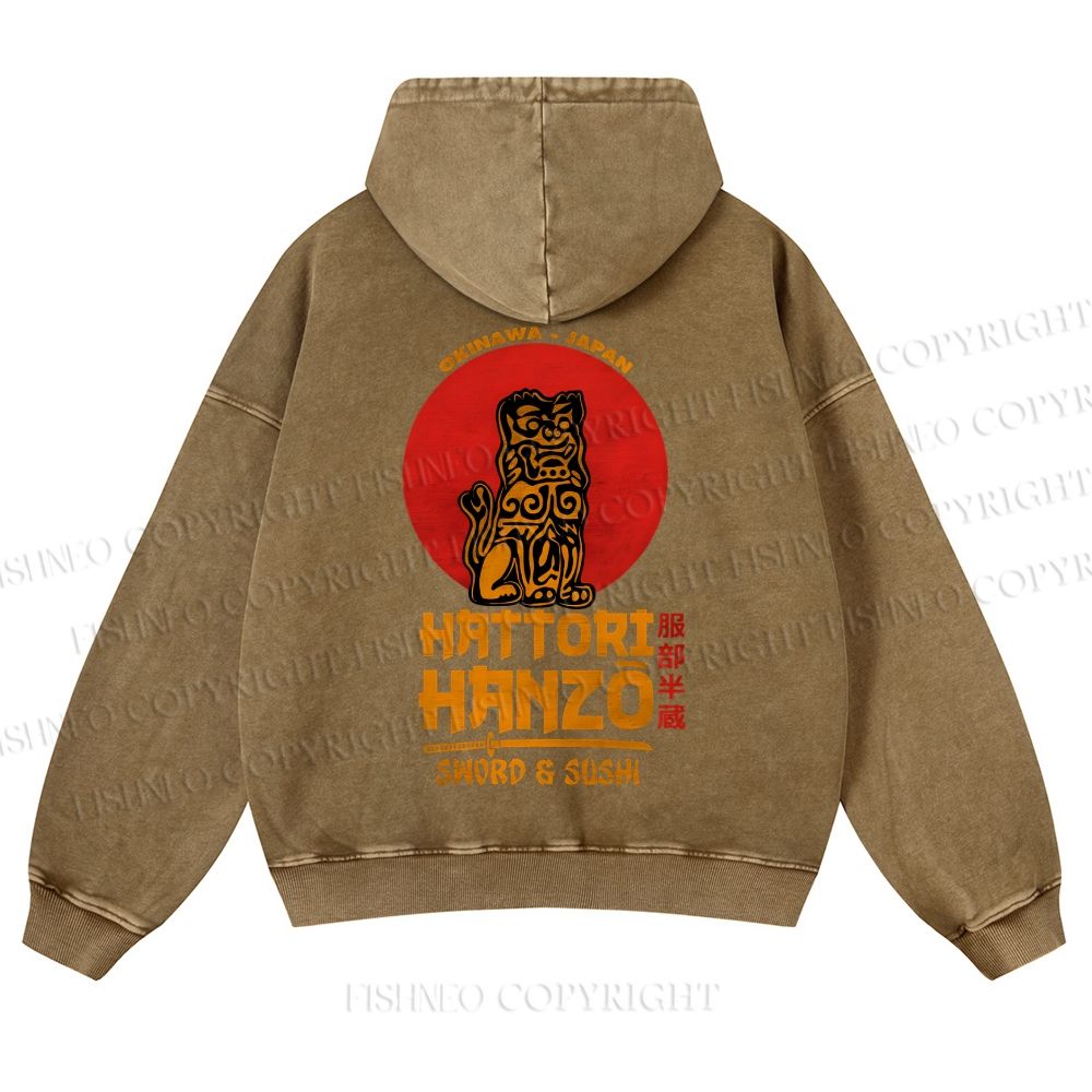 Casual Hattori Hanzo Printed Washed Hoodie