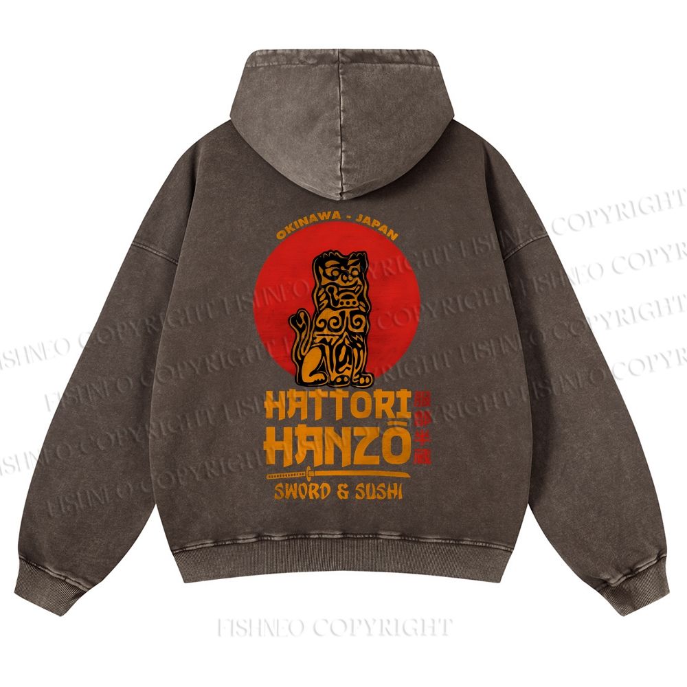 Casual Hattori Hanzo Printed Washed Hoodie