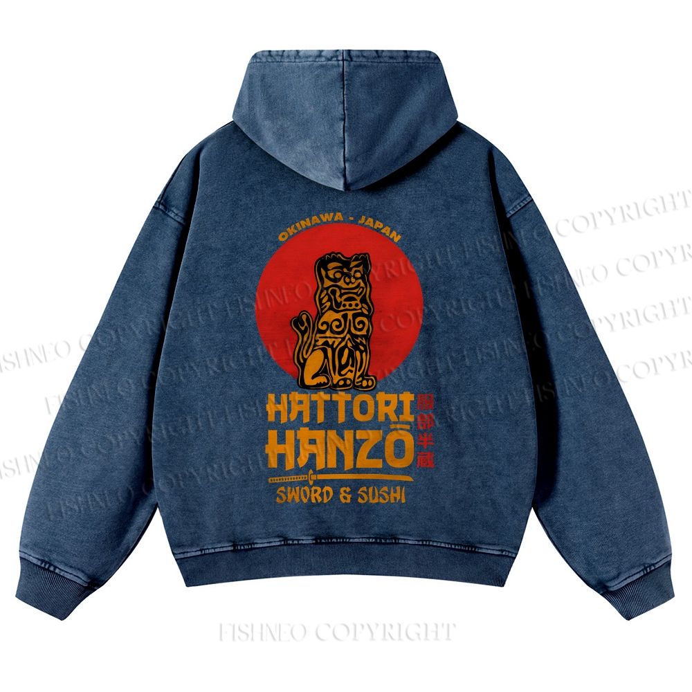 Casual Hattori Hanzo Printed Washed Hoodie