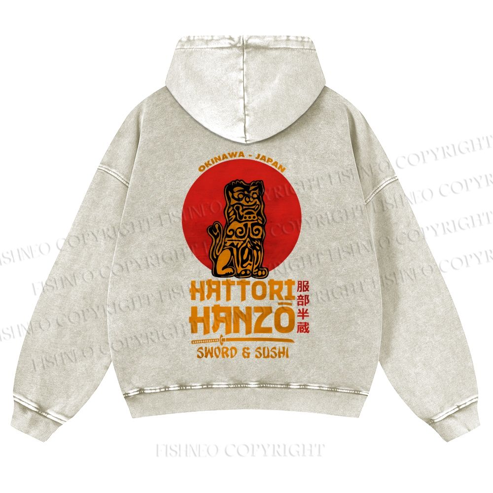 Casual Hattori Hanzo Printed Washed Hoodie
