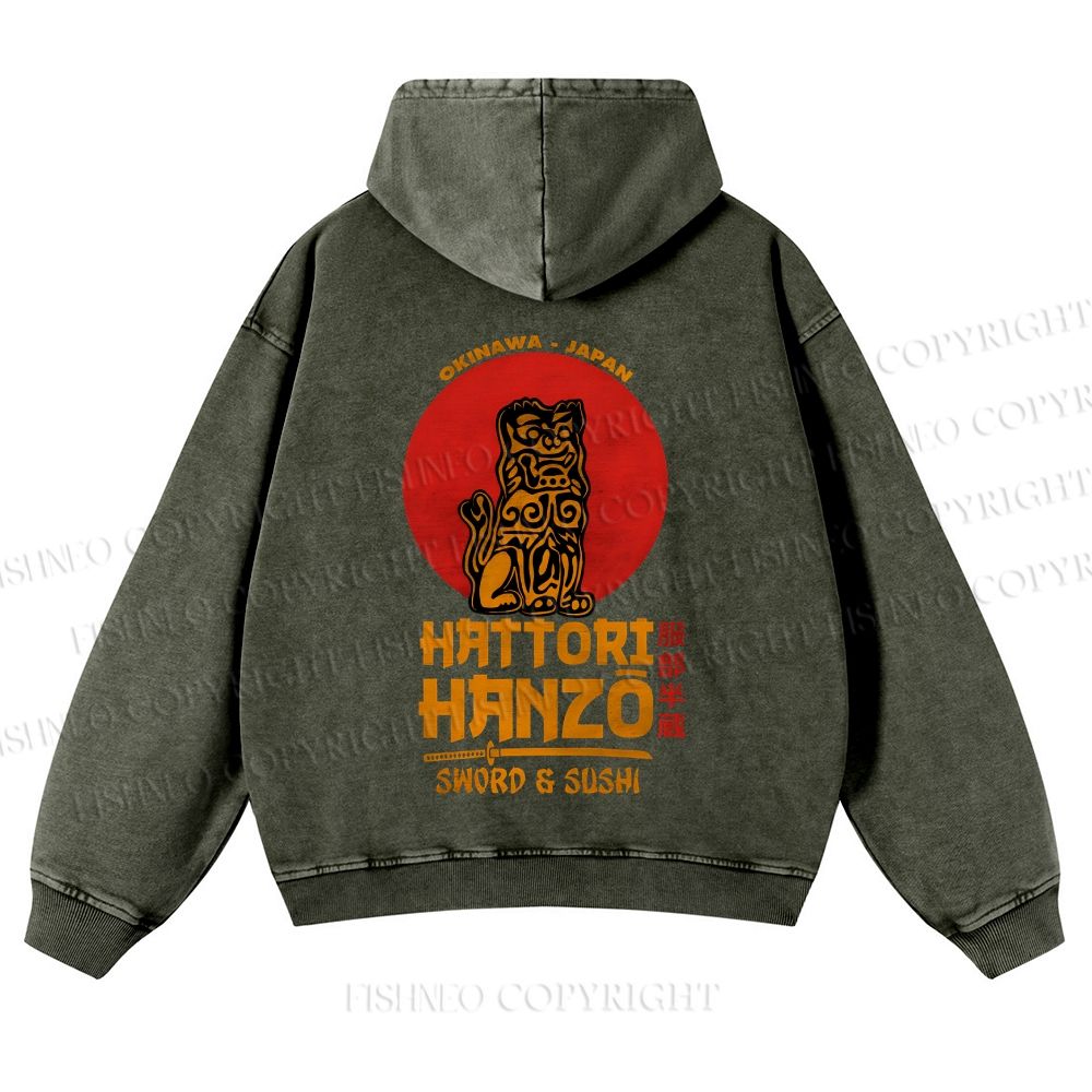 Casual Hattori Hanzo Printed Washed Hoodie