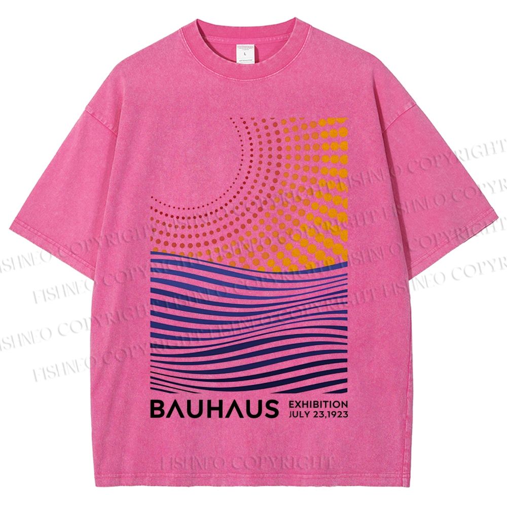 Unisex Bauhaus Geometric Patchwork Printed Washed Tee