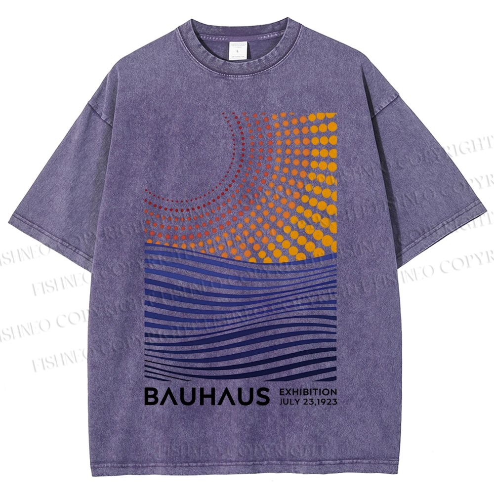 Unisex Bauhaus Geometric Patchwork Printed Washed Tee