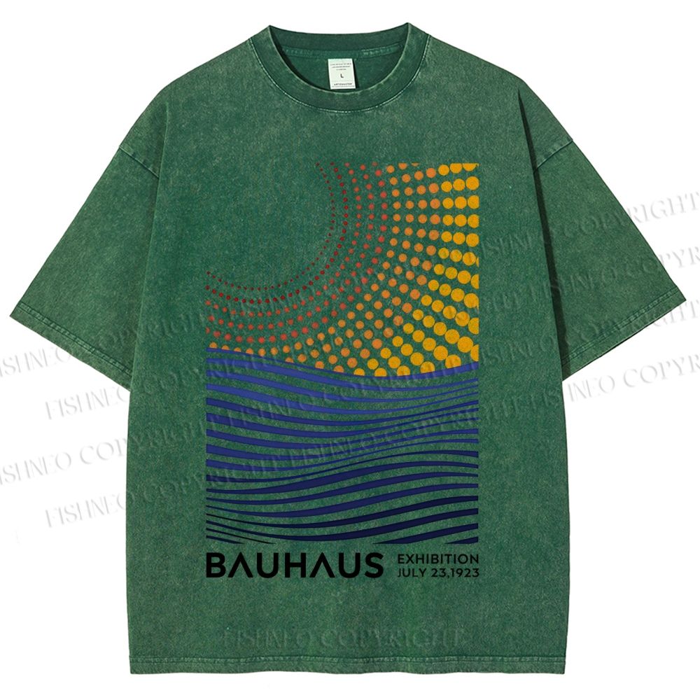 Unisex Bauhaus Geometric Patchwork Printed Washed Tee