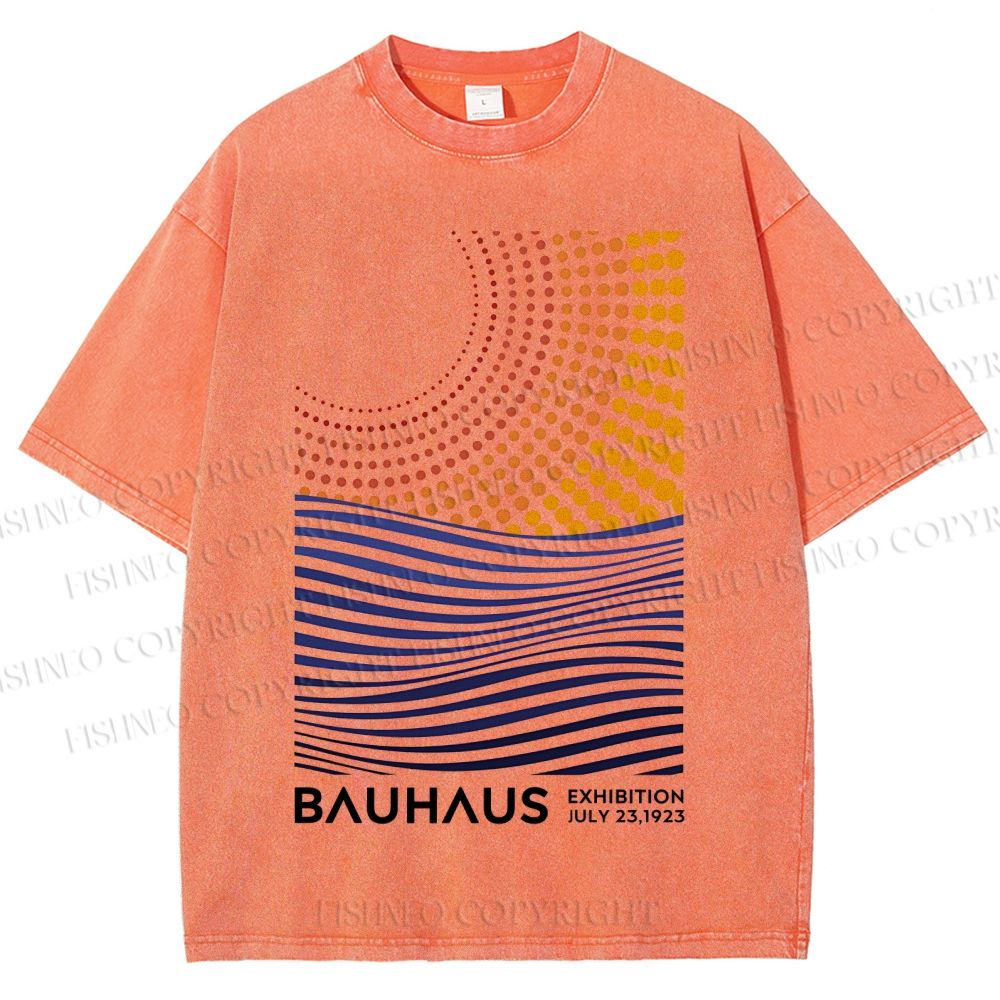 Unisex Bauhaus Geometric Patchwork Printed Washed Tee