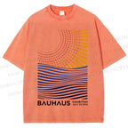 Unisex Bauhaus Geometric Patchwork Printed Washed Tee