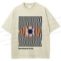 Unisex Bauhaus Geometric Eyes Printed Washed Tee