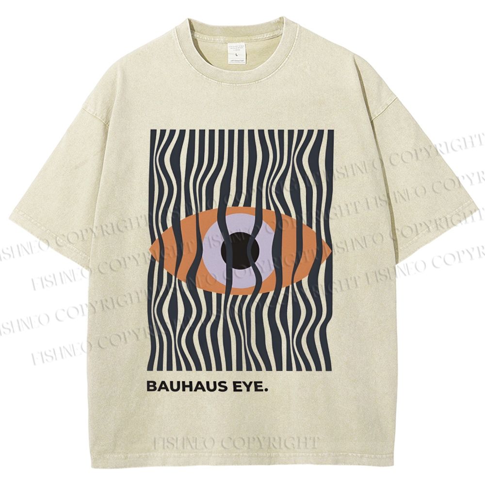 Unisex Bauhaus Geometric Eyes Printed Washed Tee