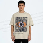 Unisex Bauhaus Geometric Eyes Printed Washed Tee