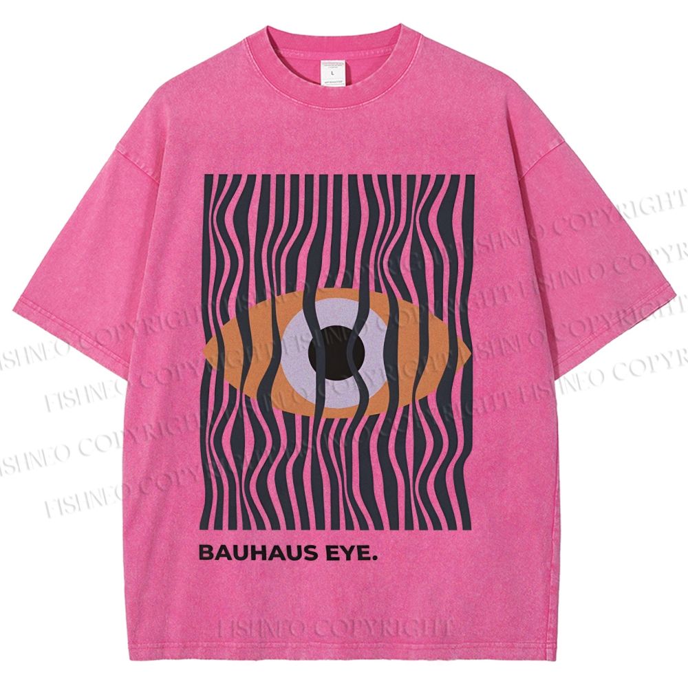 Unisex Bauhaus Geometric Eyes Printed Washed Tee