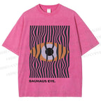Unisex Bauhaus Geometric Eyes Printed Washed Tee