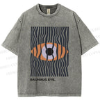 Unisex Bauhaus Geometric Eyes Printed Washed Tee