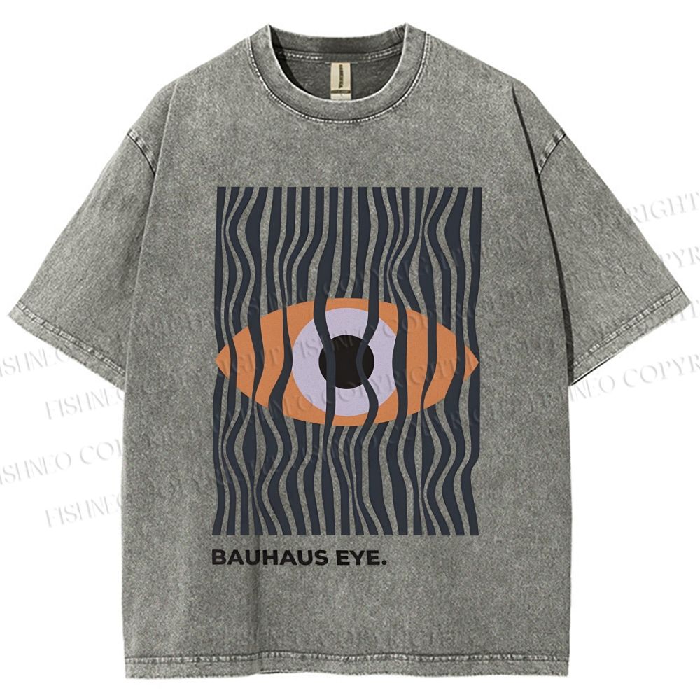 Unisex Bauhaus Geometric Eyes Printed Washed Tee