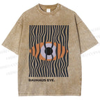 Unisex Bauhaus Geometric Eyes Printed Washed Tee