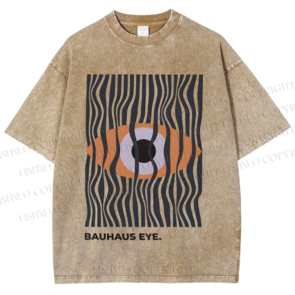 Unisex Bauhaus Geometric Eyes Printed Washed Tee
