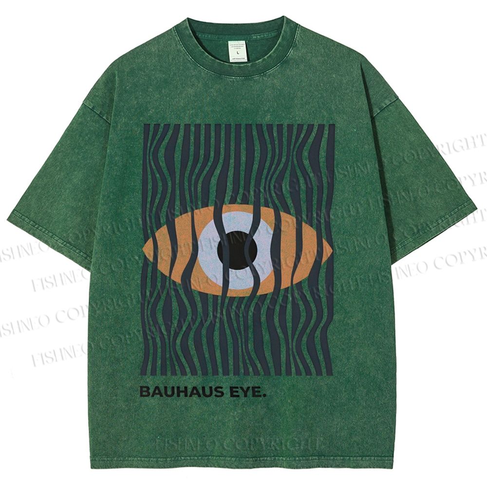 Unisex Bauhaus Geometric Eyes Printed Washed Tee