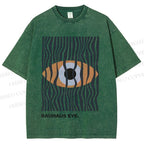 Unisex Bauhaus Geometric Eyes Printed Washed Tee