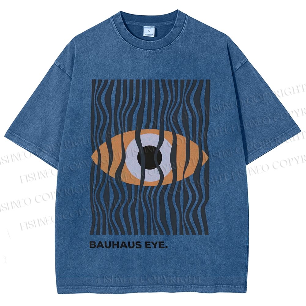 Unisex Bauhaus Geometric Eyes Printed Washed Tee