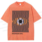 Unisex Bauhaus Geometric Eyes Printed Washed Tee