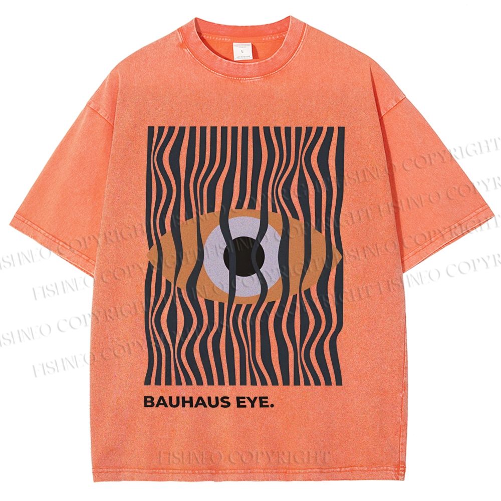 Unisex Bauhaus Geometric Eyes Printed Washed Tee