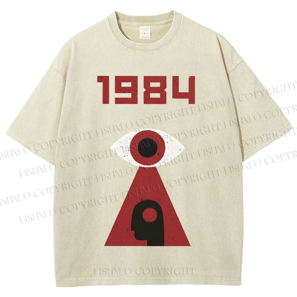 Unisex Artistic Geometric Eyes Printed Washed Tee