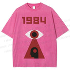 Unisex Artistic Geometric Eyes Printed Washed Tee