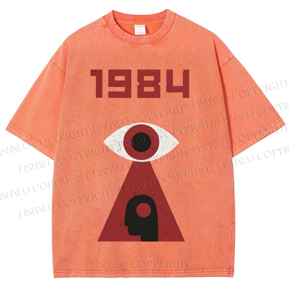 Unisex Artistic Geometric Eyes Printed Washed Tee