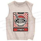 Unisex Ramen Printed Washed Tank Top