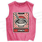 Unisex Ramen Printed Washed Tank Top