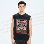 Unisex Ramen Printed Washed Tank Top