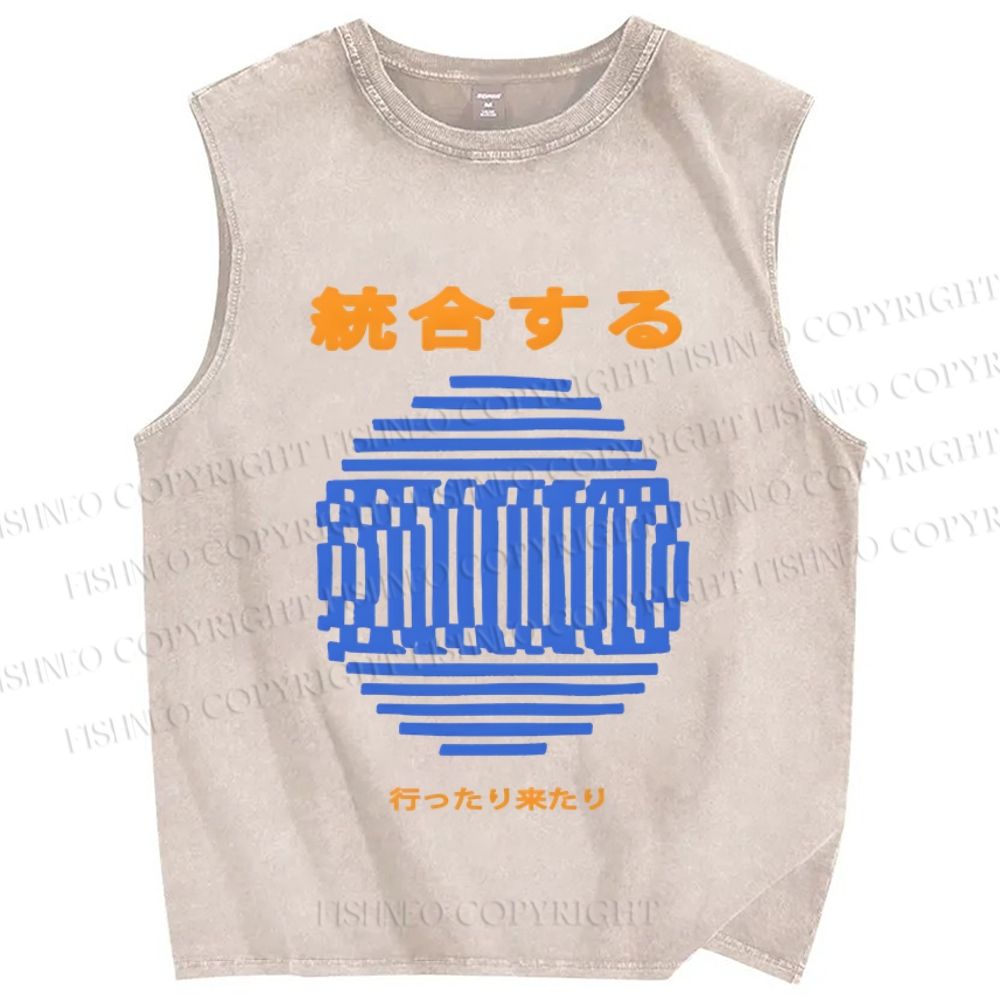 Unisex Integration Geometry Printed Washed Tank Top
