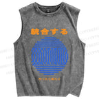 Unisex Integration Geometry Printed Washed Tank Top
