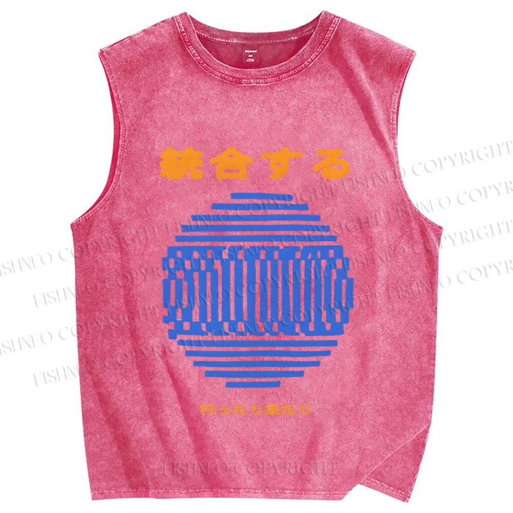Unisex Integration Geometry Printed Washed Tank Top