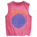 Unisex Integration Geometry Printed Washed Tank Top